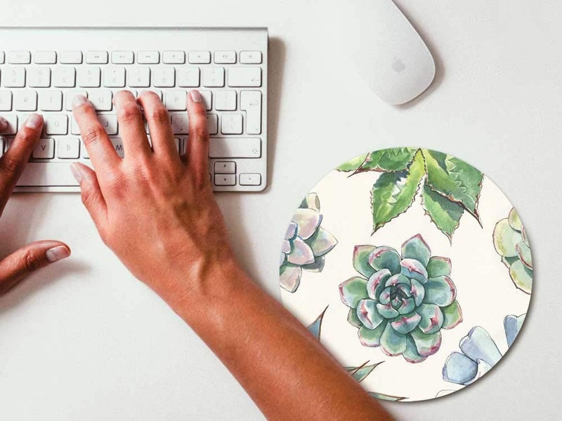 QJ CMJ Cute Succulent Cactus Plant Round Mouse pad Gaming Mouse Pad Rubber Round Mouse Matï¼ˆ7.87inchx7.87inchï¼‰